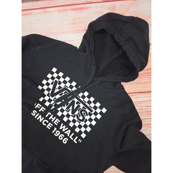 Vans "Off The Wall" Hoodie Small Black Hooded Sweatshirt - Picture 4 of 9